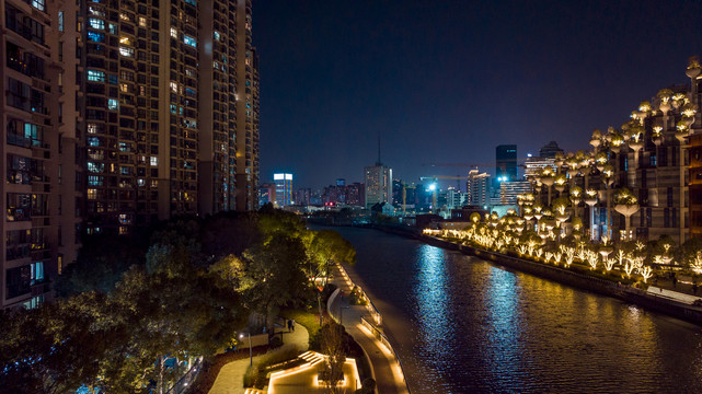 天安千树夜景航拍