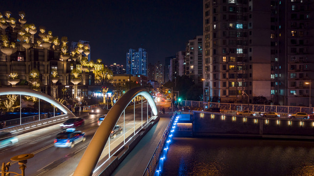 天安千树夜景航拍