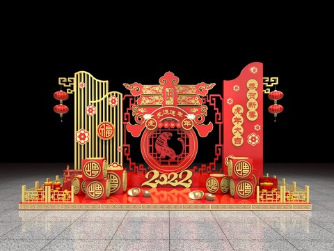 中式美陈新年春节场景3D造型