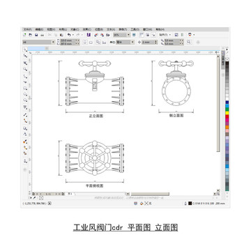 工业风阀门cdr平面图立面图