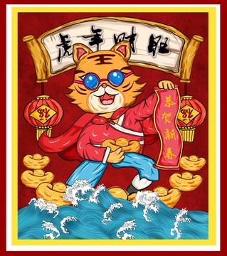 虎年國(guó)潮插畫(huà)