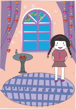 臥室里的女孩壁紙