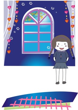站在窗邊的女孩