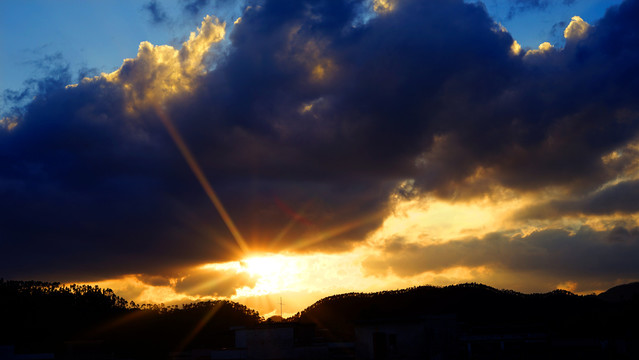 日落美景夕阳西下