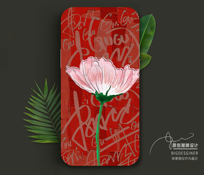 油畫(huà)手機(jī)殼粉花