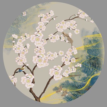 歐式梅花工筆花鳥