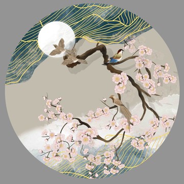 圓形梅花裝飾畫
