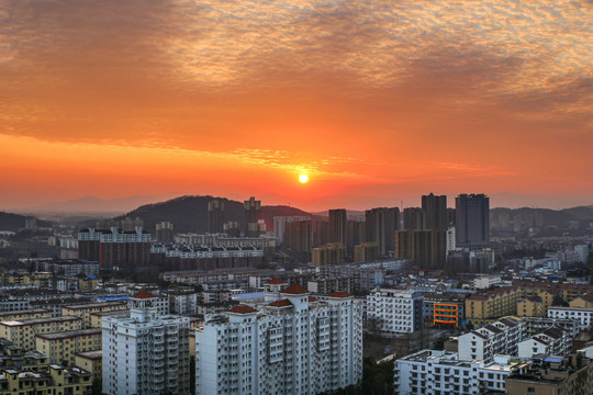 城市日落美景