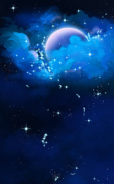 治愈藍色星光云層背景