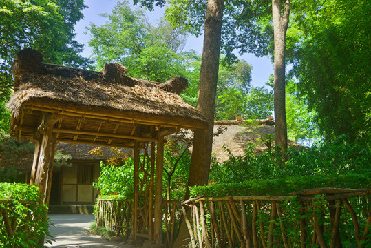 成都杜甫草堂柴门庭院