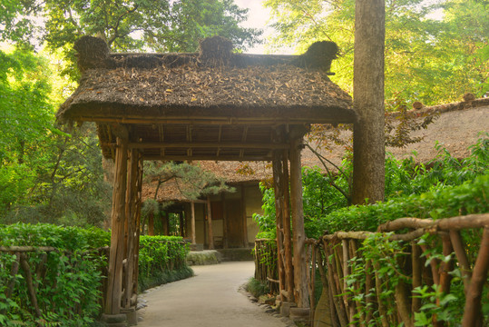 成都杜甫草堂茅屋庭院