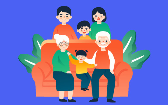 一家人健康險保險家庭安全插畫