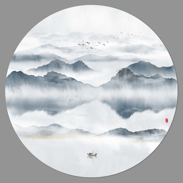 中式水墨山水畫