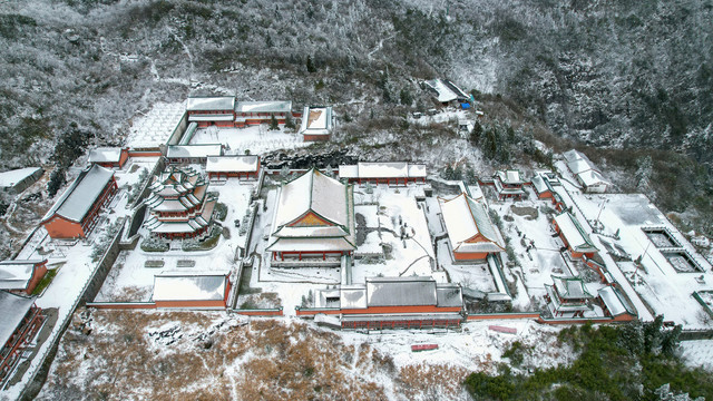 张家界天门寺雪景航拍