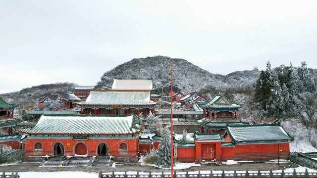 张家界天门寺雪景航拍