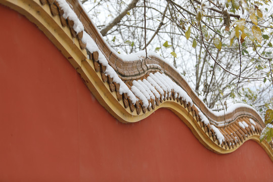 红墙雪景