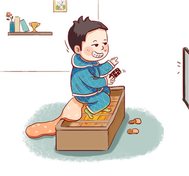 寒假烤火小學(xué)生