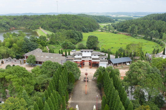 航拍江西省吉安县资国禅寺景区