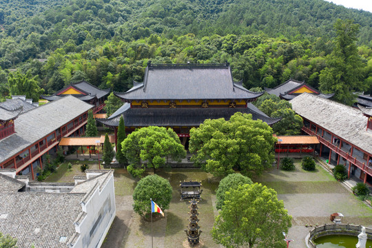 航拍江西省吉安县资国禅寺景区