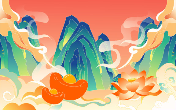 春節(jié)迎財(cái)神新年傳統(tǒng)文化國(guó)潮