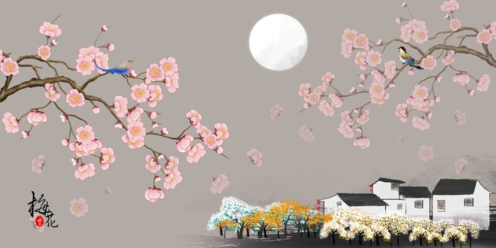 古典梅花背景墻