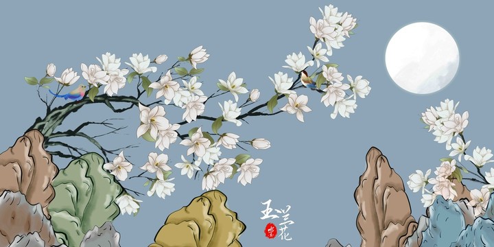 新中式國(guó)潮玉蘭花