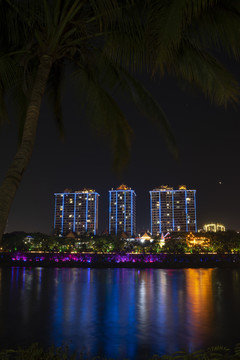 云南西双版纳澜沧江夜景