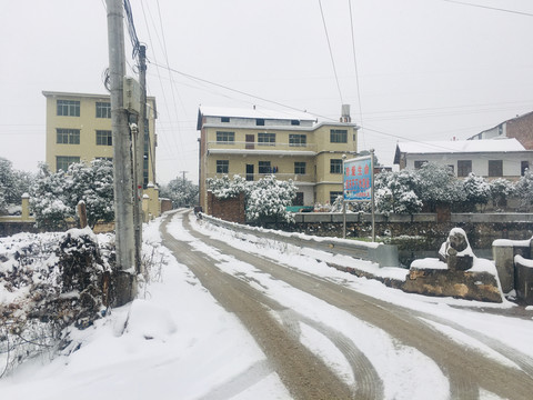 大雪纷飞雪景乡村暴雪