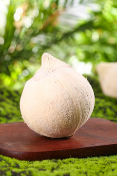 木板上一个牛奶椰子