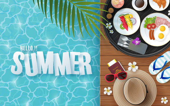 夏季度假享受美食海报