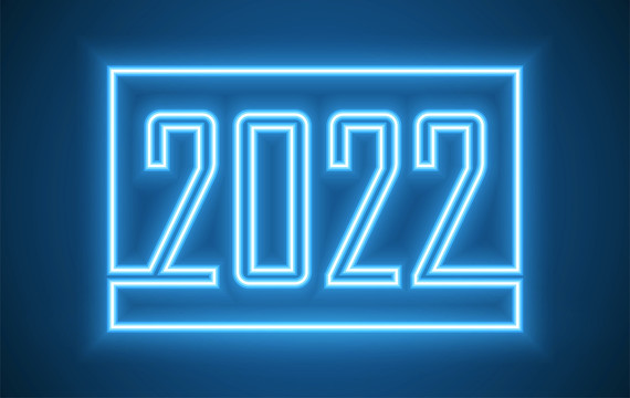 蓝色灯管2022字体元素