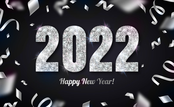 银色碎钻耀眼2022新年贺图