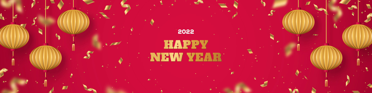 紅色金燈籠新年賀圖