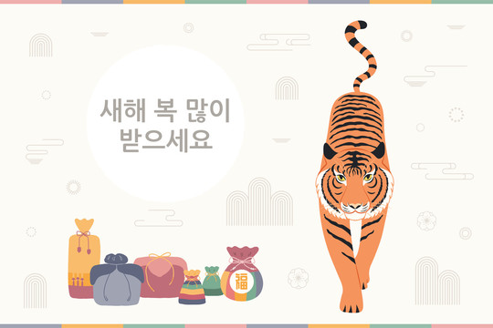 韩国虎年老虎与礼品插图