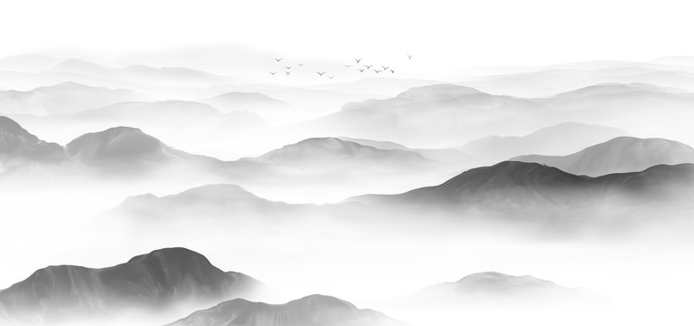 寬幅水墨山水
