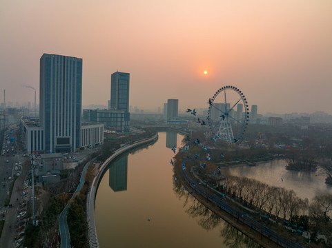 航拍济南小清河