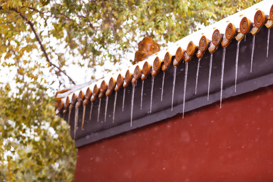 故宫红墙雪景