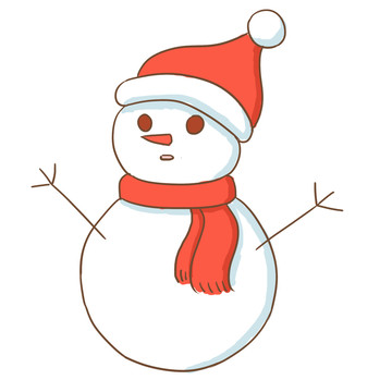 冬天雪人手繪卡通元素