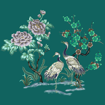 牡丹刺繡圖案