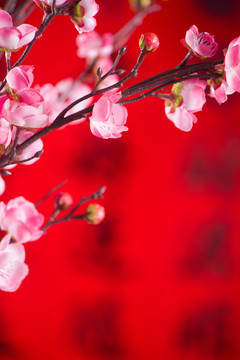 春节粉色梅花装饰背景