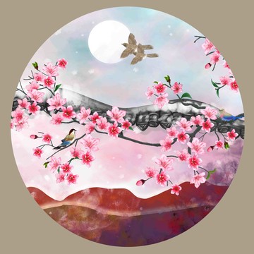 桃花插画