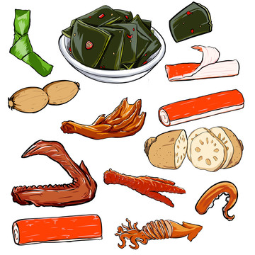 熟食插画