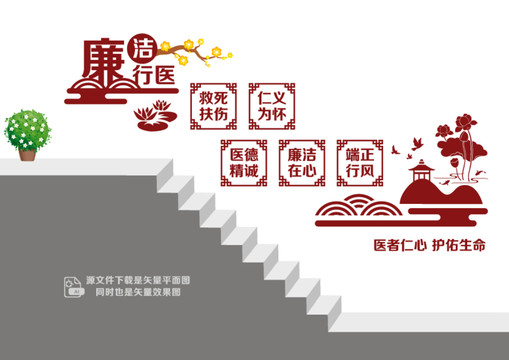 廉潔行醫(yī)樓梯墻