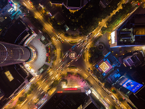 南京新街口十字路口俯拍
