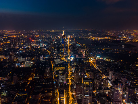 南京紫峰夜景航拍