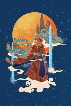 十二生肖國潮小景插畫雞年大吉