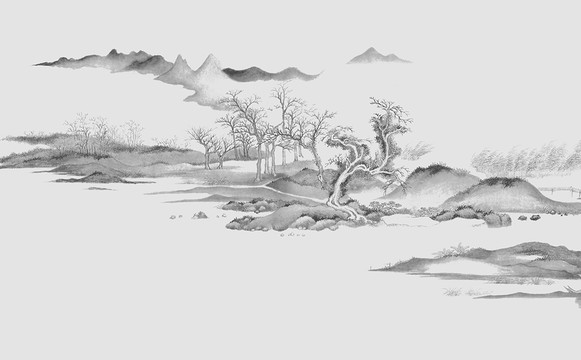 煙波蕩漾水墨