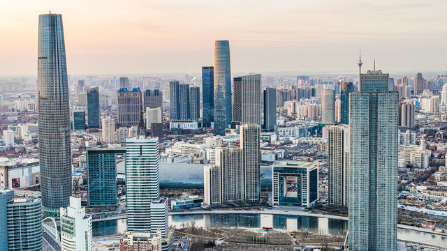 天津海河沿线日出