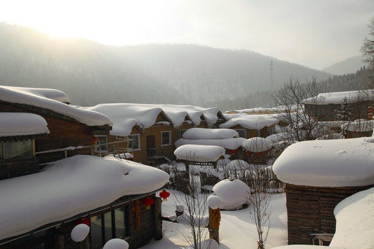 中国雪乡雪房子东北旅游雪景