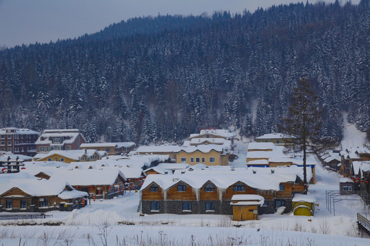 雪乡雪房子东北旅游雪景